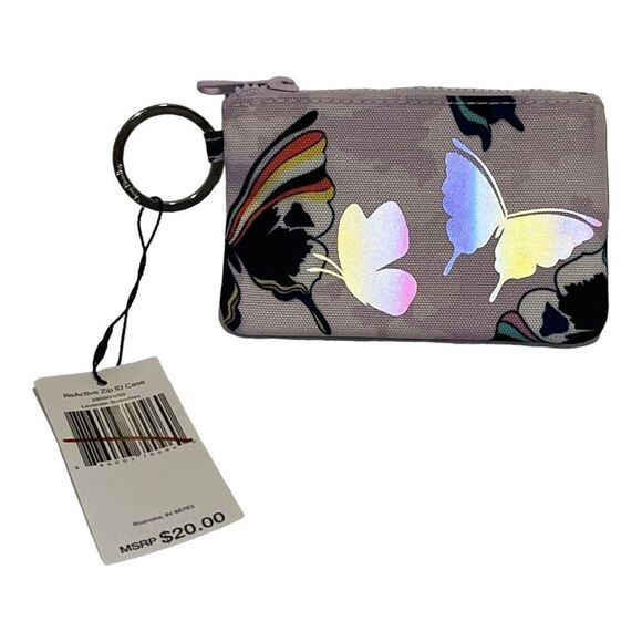 Vera Bradley Lavender Butterflies ReActive Zip ID Case Mini Wallet NWT - Picture 2 of 4